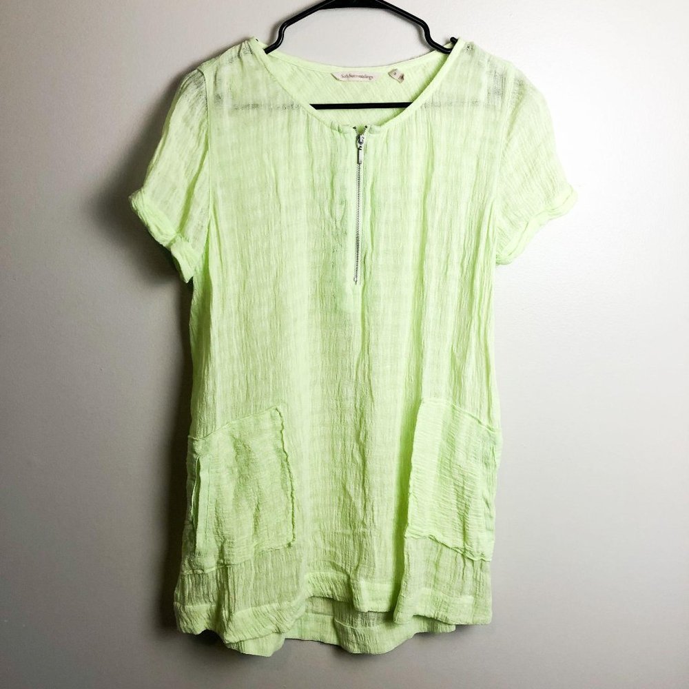 Soft Surroundings Neon Linen Blend Tunic